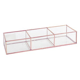 Porta Objetos de Vidro e Metal Rose Gold 33 cm - Ela Decora